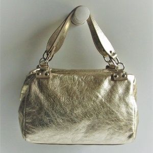 LAURA DI MAGGIO Metallic Gold Leather Satchel